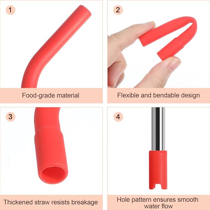 20 PCS Silicone Straw Tips with Bottom Sleeve, Reusable Food Grade Rubber Straw Covers for Metal and Glass Straws, Fits 8-10mm Diameter Multi-color Set