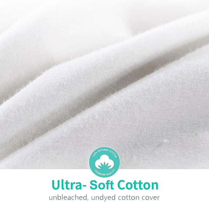 APSMILE Oversized Queen Luxury 100% Organic Cotton All Season Down Feather Fibers Comforter Fluffy Fill-Power Medium Warmth Duvet Insert (98x98, Ivory White)