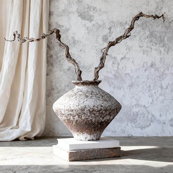 Wabi Sabi Vase, 11.5" Wabi Sabi Decor Rustic Vase, Speckled Brown Ceramic Vase for Centerpiece, Vintage Farmhouse Decor for Home Decorative, Table, Living Room, Bedroom, Bathroom, Kitchen