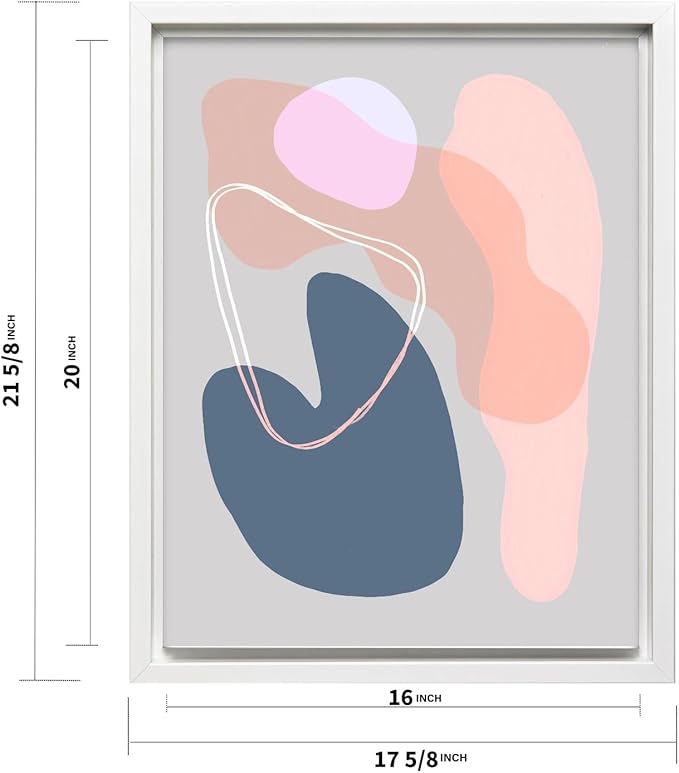 Monem Art Abstract Organic Shapes Print - Minimal Scandinavian Line Art Poster - Wall Decor for Living Room, Bedroom or Office - 16x20 White Framed CANVAS Wall Art by Mareike Bohmer