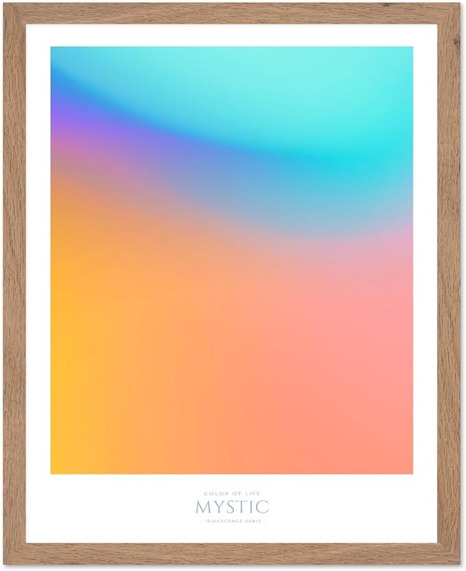 Monem Art Mystic Iridescent Gradient Print - Minimalist Abstract Color Field Poster - Wall Decor for Living Room, Bedroom or Office - 16x20 Beige Framed Wall Art by Rs Lab Studio