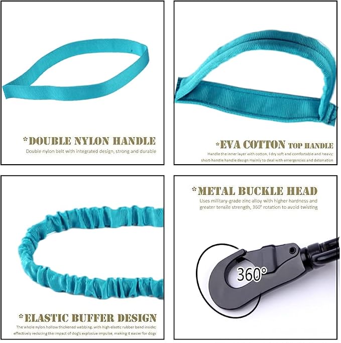 Tactical Dog Collar and Leash Set Adjustable Military Nylon Dog Collar with Control Handle and Heavy Duty Metal Buckle for Large Dogs（Blue L