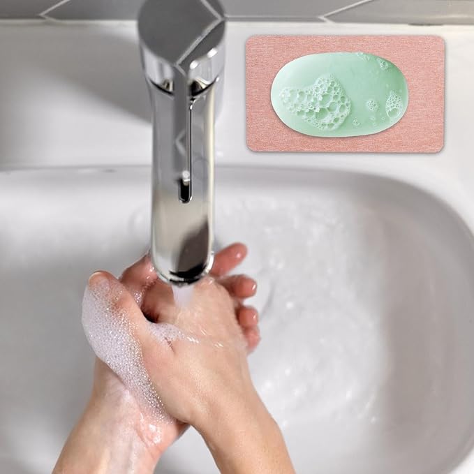 Water Absorbing Stone Tray - Non-Slip Fast-Drying Diatomite Coasters | Water Absorbing Stone, Absorbent Coasters, Sink Tray for Dish Soap Bottles Toothbrush Cup