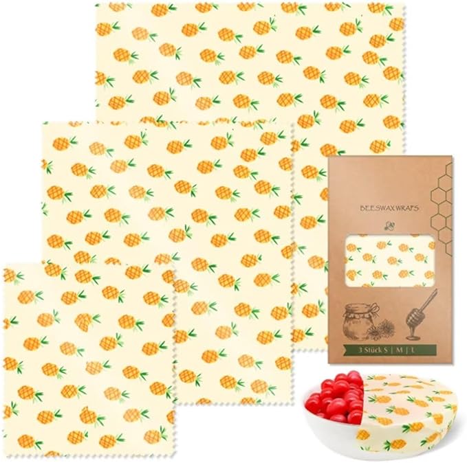 Yellow Pineapple Beeswax Wrap, Reusable Food Wraps, Eco-Friendly Reusable Beeswax Food Wraps Set, Zero Waste