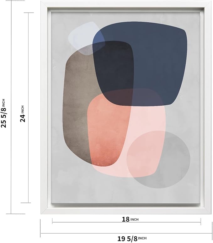 Monem Art Pastel Abstract Organic Shapes Print - Scandinavian Minimalist Art Poster - Wall Decor for Living Room, Bedroom or Office - 18x24 White Framed CANVAS Wall Art by Mareike Bohmer