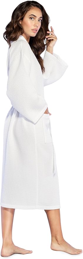 Turquaz Lightweight Long Waffle Kimono Spa Robe for Women