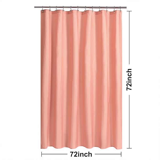 N&Y HOME Fabric Shower Curtain or Liner with Magnets - Hotel Quality, Machine Washable, Water Repellent - Coral, 72x72