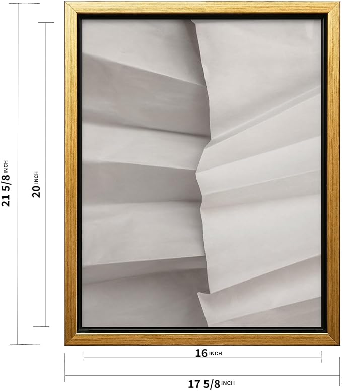 Monem Art Minimalist Folded Paper Texture Print - Neutral Abstract Modern Art Poster - Wall Decor for Living Room, Bedroom or Office - 16x20 Gold Framed CANVAS Wall Art by Mareike Bohmer