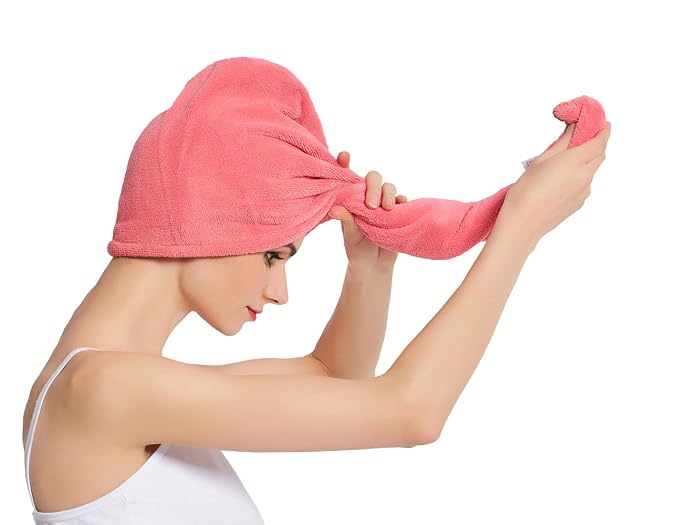 HOPESHINE Women's Soft Shower Hair Towel Twist Hair Turban Wrap Drying Cap Great Gift for Women (Rose Red 3-Pack)