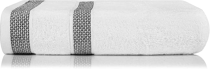 CASA COPENHAGEN Solitaire 6Pcs 100% Egyptian Cotton Large Designer Towels Gift Set- Pure White, 600GSM, 2Bath 2Hand 2Washcloths, Bath Towels for Bathroom Set for Women & Men