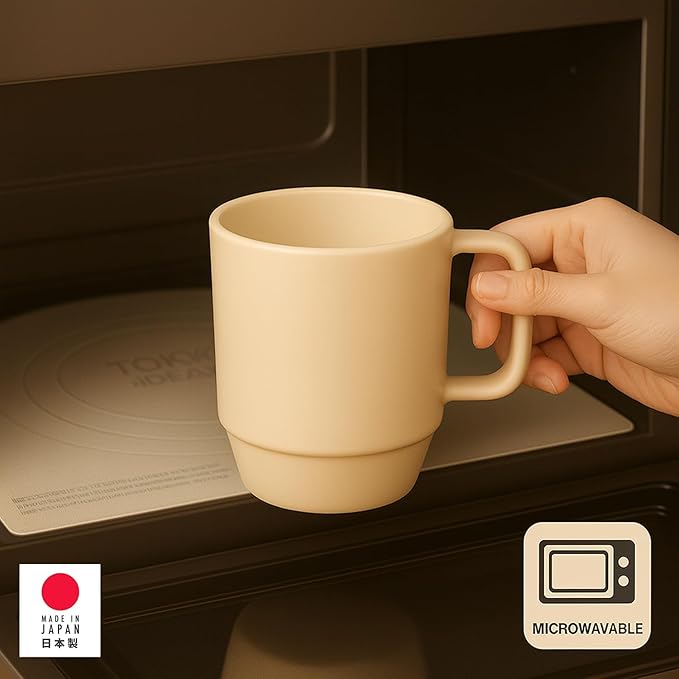 JapanBargain 3090, Japanese Plastic Mug Unbreakable Camping Coffee Mug Kid's Milk Juice Mug Travel Tea Water Mug 12 ounce BPA Free Non-Toxic Microwavable Dishwasher Safe Made in Japan, White, 1 Pack
