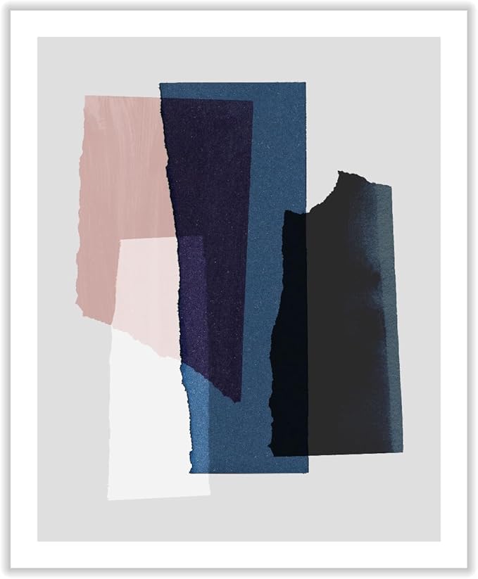 Monem Art Abstract Torn Paper Collage Print - Minimalist Modern Art Poster - Wall Decor for Living Room, Bedroom or Office - 12x16 ROLLED CANVAS Wall Art by Mareike Bohmer