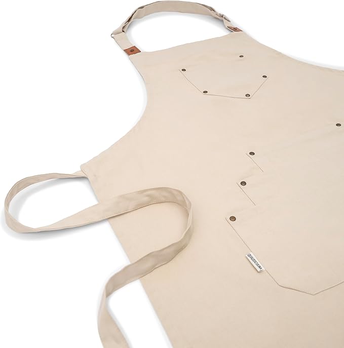 Cotton Canvas Apron for Women & Men – Adjustable Neck Strap & Waist Ties with Pockets