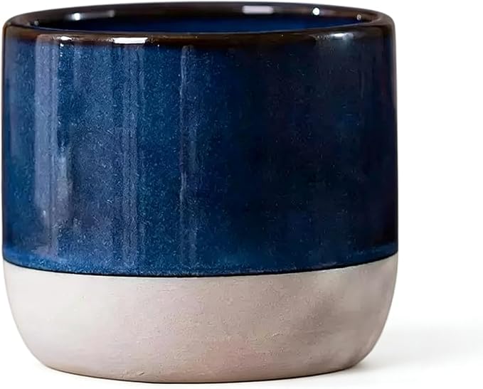 Japanese Ceramic Mug, Vintage Tea Cup, 8oz Cup, No Handle Drinking Cup for Latte Milk Water Beverage Juice Microwave and Dishwasher Safe (Midnight Blue)