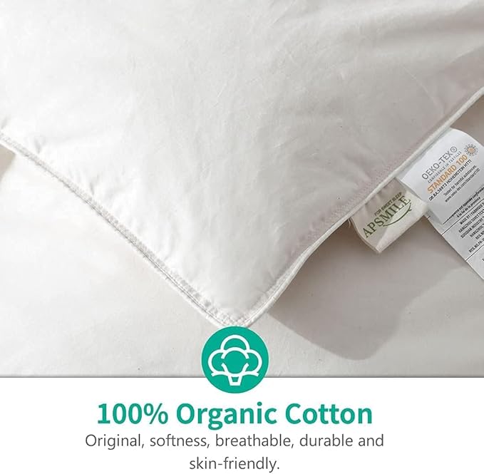 APSMILE Oversized King Size Down Feather Fibers Heavyweight Duvet Insert - Thick Comforter with 100% Cotton Cover, Fluffy Fill-Power Winter Bedding for Cold Weather (120 x 98 inches, Ivory White)