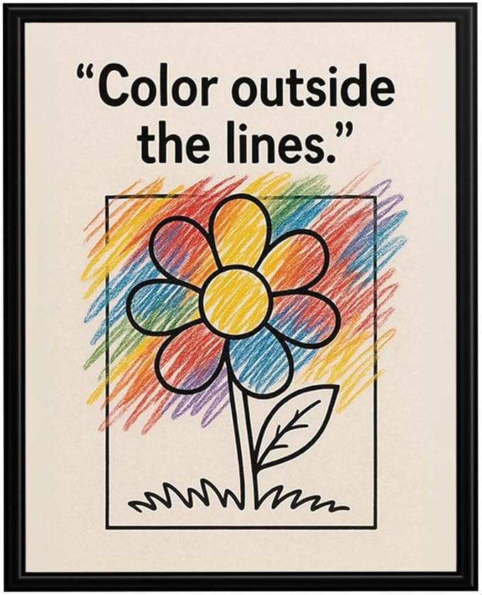 InkFlow Posters Rainbow Flower Typography Poster - Fun Graphic Print for Kids Bedroom, Playroom, Nursery - Creative Motivational Decor - 16x20 Unframed Canvas Print
