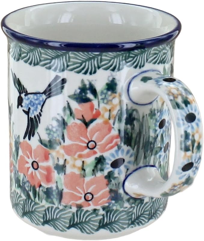 Blue Rose Polish Pottery - Blue Maria Small Coffee Mug - 9 oz - Petite Mug for Tea & Coffee Drinkers