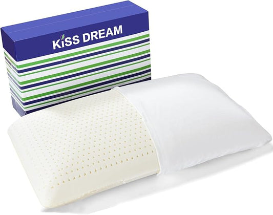 100% Natural Talalay Latex Pillow Sleeping Bed Pillows, Extra Soft Luxury Standard Pillow, Perfectly Aligns for Side/Back Pain, Stomach, Neck, Pressure Relief, Removable Cotton Cover (1, Queen)