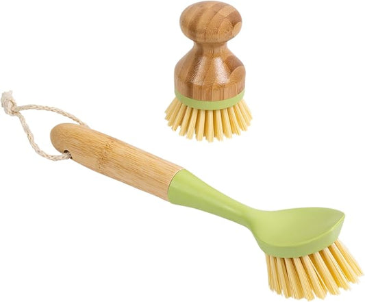 Bamboo Naturals Greenery Mini Scrub Brush & Dish Brush 2PC