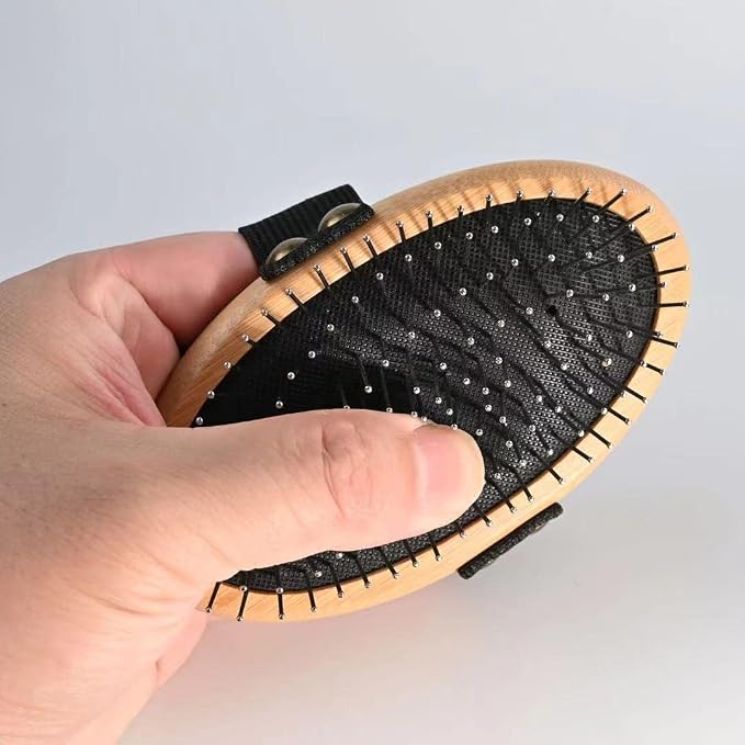 Bamboo Palm Ball Pin Brush for Small Dog & Cat Grooming Massaging Shedding and Bath Metal Pin Pets Tools