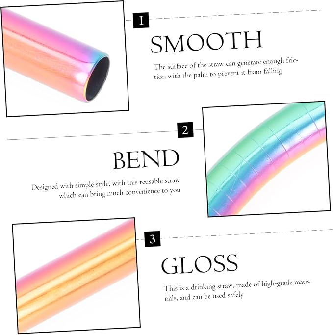 Luxshiny 304 Stainless Steel Straws Set 11-Piece Reusable Drinking Straws with Cleaning Brush and Storage Bag for Smoothies Juices and Beverages