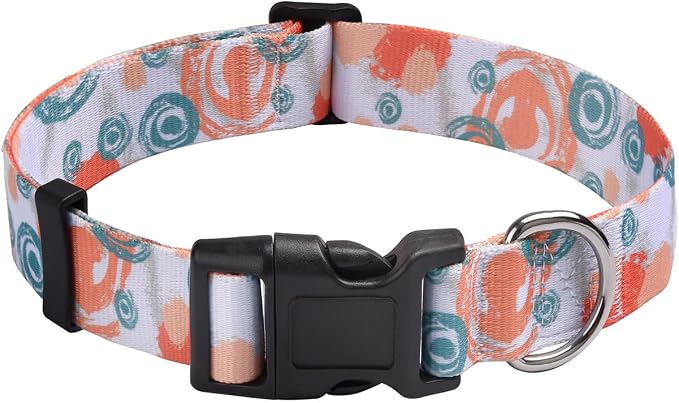 MarukoPet Dog Collar, Adjustable for Small Medium Large Dogs Puppy, Cute Design with Bohemia Floral Tribal Geometric Patterns Boys Girls Dog Collar(Orange Watercolor-XS)