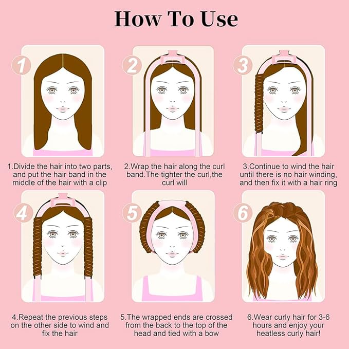 Heatless 60" Extra Long Soft Hair Curlers to Sleep In, No Heat Curling Headband Hair Rollers (Khaki)