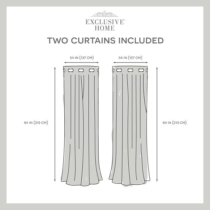 Exclusive Home Loha Linen Grommet Top Curtain Panel Pair, 54"x84", Blue