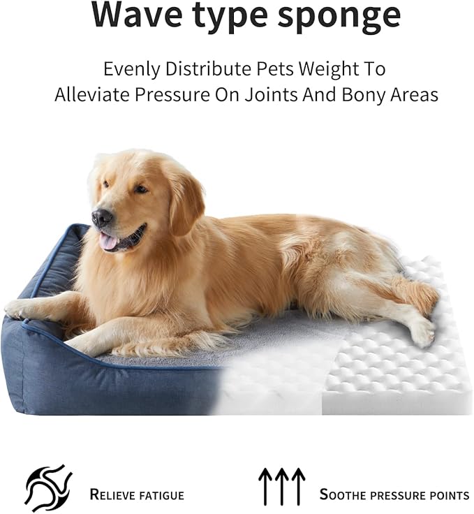 Tidore Orthopedic Dog Beds for Medium Dogs, Durable Egg Crate Foam Sofa Dog Bed wit Washable Removable Cover,Waterproof Lining,Pet Bed for Large Dogs (Dark Grey, 31.5" L x 25.2" W x 7" Th)