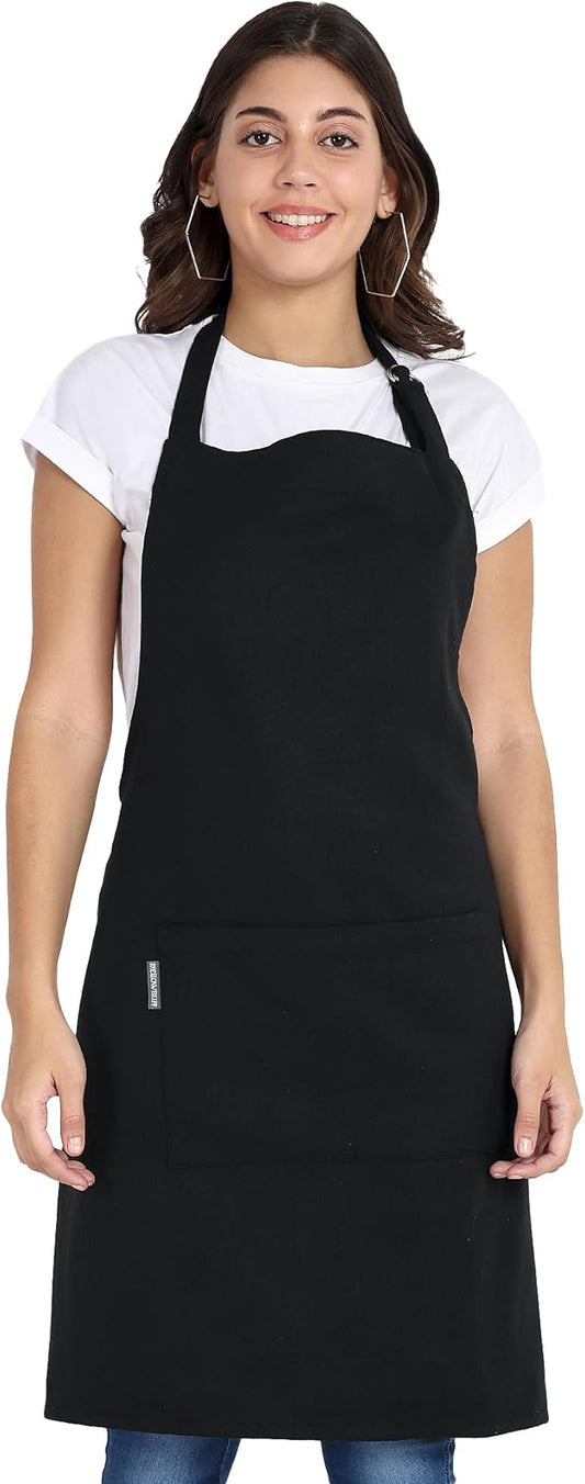 Chef Apron, Recycled Cotton Kitchen Apron with an Adjustable Neck with Long Ties, for cooking, baking