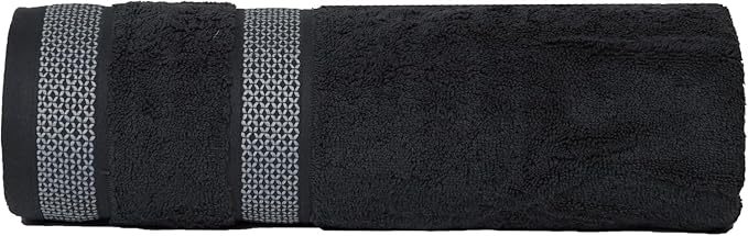 CASA COPENHAGEN Solitaire 6Pcs 100% Egyptian Cotton Large Designer Towels Gift Set- Pinstripe Grey, 600GSM, 2Bath 2Hand 2Washcloths, Bath Towels for Bathroom Set for Women & Men