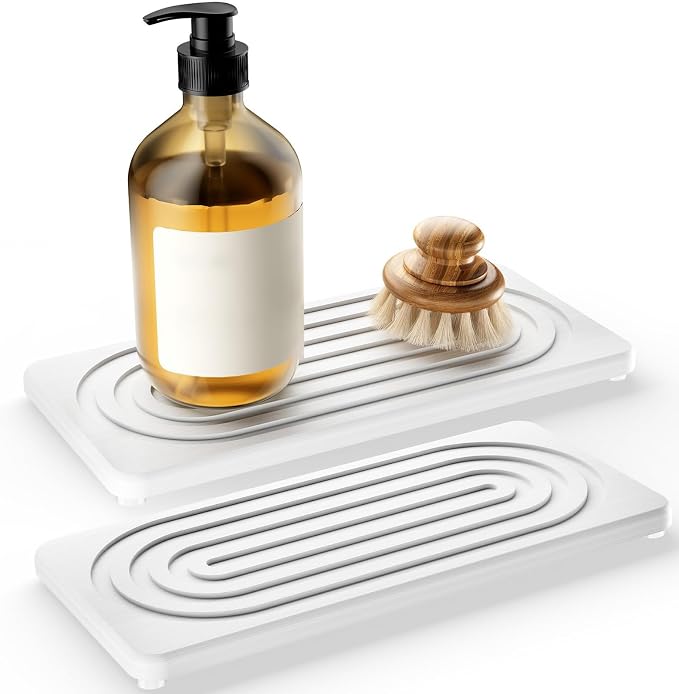 Natural Stone Water Absorbing Soap Tray Set for Bathroom Countertop Fast Drying Absorbent Diatomite Soap
