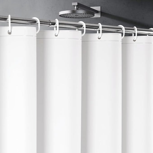 UFRIDAY White Stall Shower Curtain Liner Premium PEVA 48 x72 inch,Heavy Duty Shower Curtain with 2 Weighted Magnets, Plastic Waterproof Shower Curtains for Bathroom with 8 Hooks