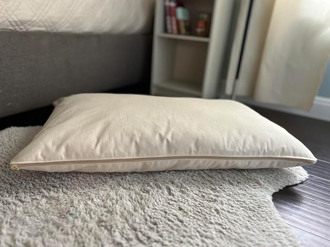 Natural Cotton Canvas Dog Bed – Raw Cotton Filled Pet Cushion Insert, Breathable Eco-Friendly Dog Mattress, Durable Washable Cover with Zipper (Natural, X Large 53"x36"x5")