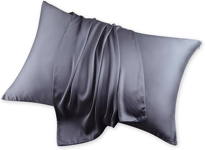 4 Pack Cooling Pillow Cases,Viscose Derived from Bamboo Pillow Protectors King Size Set of 4, 400 Thread Count Soft Silky Breathable Summer Pillow Cover with Zipper Hidden (4PCS, King,Darkgrey)