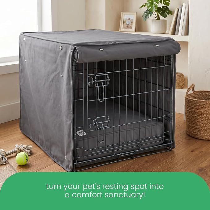 Molly Mutt I'm a Realist Dog Crate Cover, 100% Cotton Canvas Cover with 2 Roll-Up Panels, Ideal for Dog or Cat Crate, Durable, Washable, and Free of Harmful Chemicals, 30" x 21" x 24"