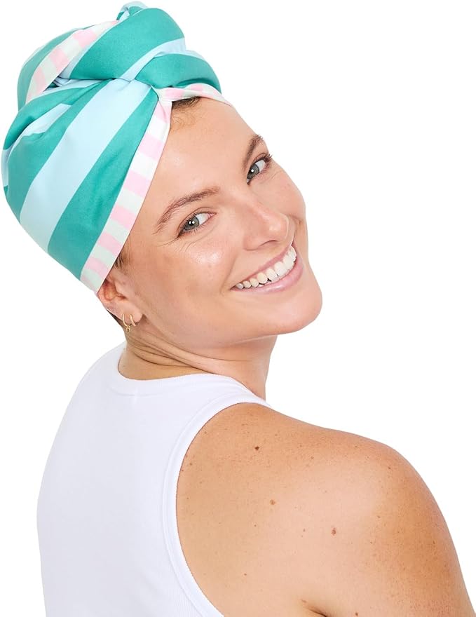 Dock & Bay Turban Hair Towel - for Home & The Beach - Super Absorbent, Quick Dry - Pastel Pier