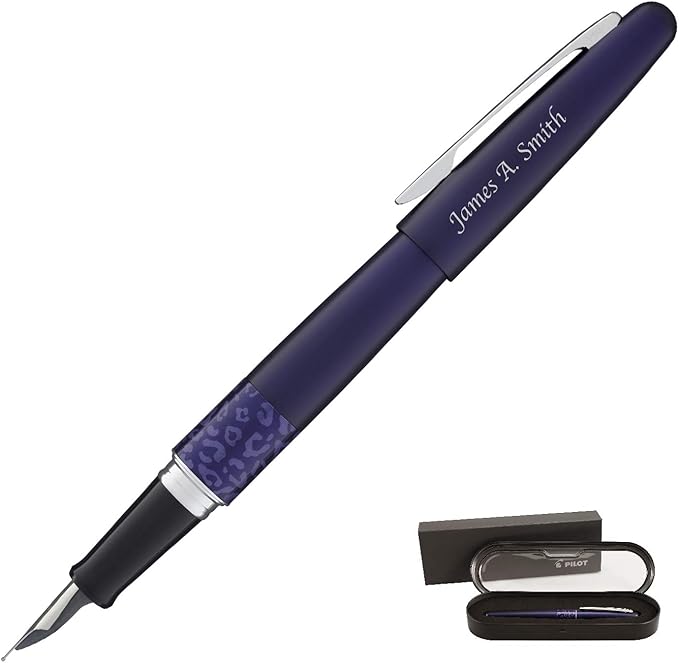 Goldspot Personalized Pilot Metropolitan Animal Leopard Fountain Pen in Custom Engraved Pen in Matte Violet