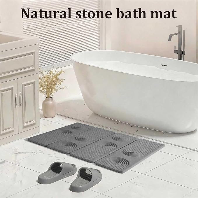 Large Quick-Dry Stone Drying Mat for Kitchen Counter, 24" × 16", Foldable Diatomaceous Earth Dish Drying Mat with PU Non-Slip Base,for Bottles Cups Dishes (Gray (4-fold), 24" × 16")