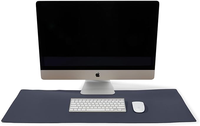 Leatherology Premium Midnight Blue Extra Long Modern Desk Pad, Fits Laptop or Monitor, Keyboard and Mouse, Made with Italian Leather