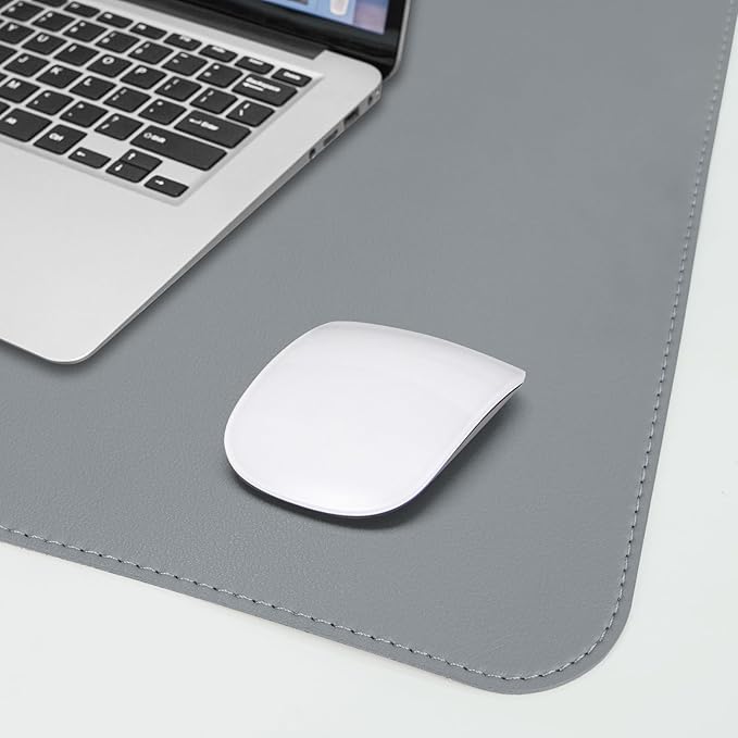 AFIING Cork Desk Mat 47" x 23.6", Dual-Sided Natural Cork & PU Leather Desk Pad, Non-Slip Waterproof Large Mouse Pad for Office, Home & Gaming (Light Grey)