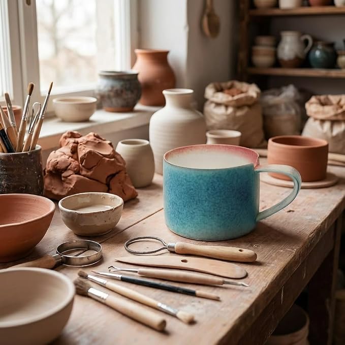 Handmade Stoneware Coffee Mug with Ombre Glaze | Artisan ceramic cup for home, office, and thoughtful gifting