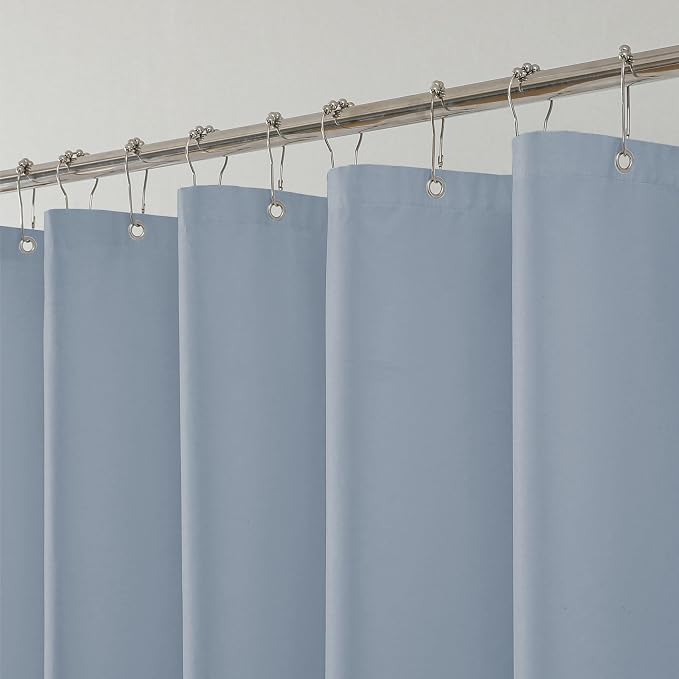 1 Pack Water-Repellent Fabric Shower Curtain Liner - Hotel Quality Machine Washable, 3 Heavy-Duty Magnets with Rustproof Grommets & Weighted Hem, Standard Size 72x72in Fog Blue
