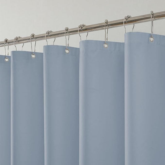 1 Pack Water-Repellent Fabric Shower Curtain Liner - Hotel Quality Machine Washable, 3 Heavy-Duty Magnets with Rustproof Grommets & Weighted Hem, Standard Size 72x72in Fog Blue