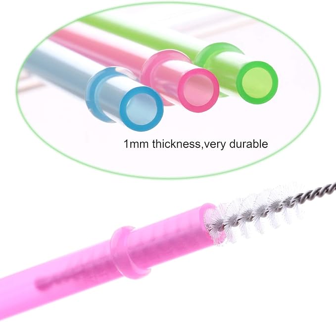 Dakoufish 12 Piece 10 Inch Reusable Plastic Thick Drinking Straws BPA Free Mason Jar Straws Plain Color (10inch,12color)
