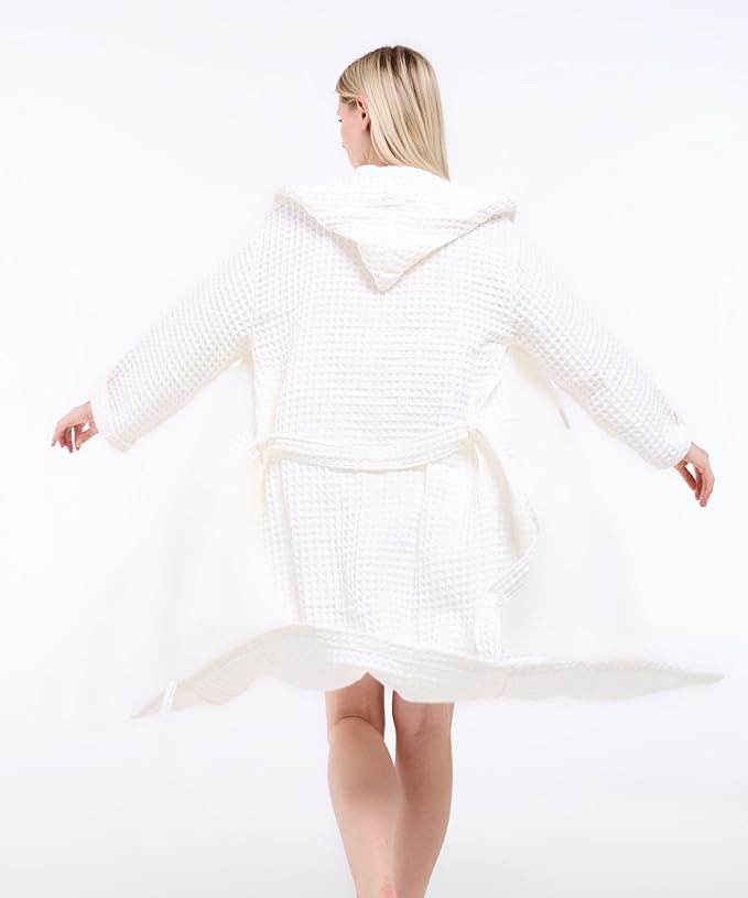 100% Turkish Cotton Waffle Bathrobe for Women