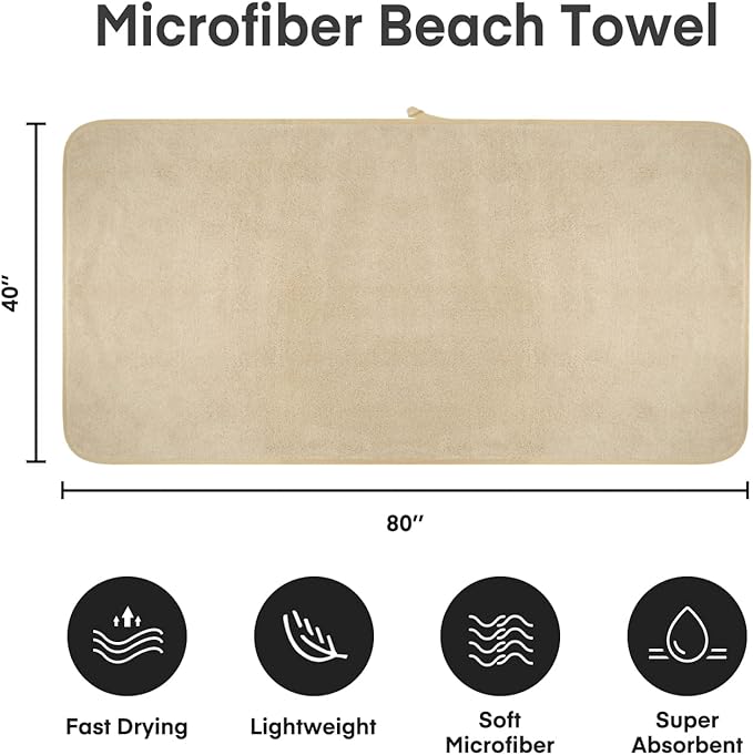 JML Luxury Hotel & SPA Oversized Bath Towels (2 Pack, 40"x80") - 350GSM High-Density Fleece Towel Sets - Super Soft and Absorbent, Lint Free, Fade Resistant Extra Large Bath Sheet, Camel