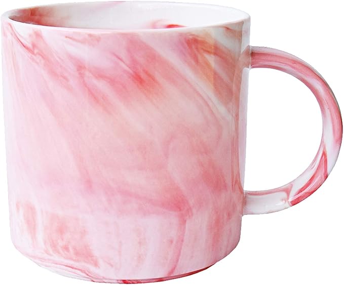Marbling Ceramic Coffee Mug, Tea Cup for Office and Home, 13 Oz, Dishwasher and Microwave Safe (Pink, 1)