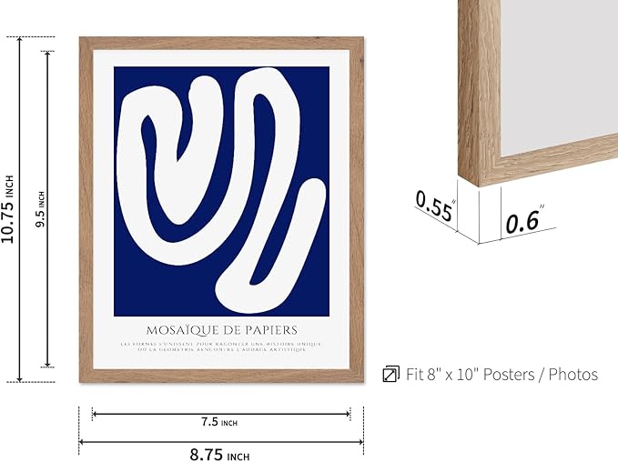 Monem Art Organic Paper Cut Abstract Print - Modern Minimalist Shape Poster - Wall Decor for Living Room, Bedroom or Office - 8x10 Beige Framed Wall Art by Rs Lab Studio