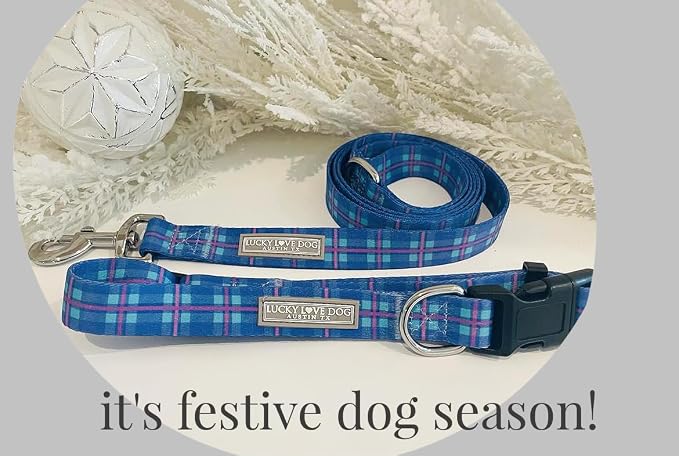 Lucky Love Dog Martingale Dog Collar & Leash - Adjustable, No-Slip, Durable, Comfortable, Soft Webbing, & Stylish Patterned Collar & Leash Set for Male and Female Dogs - Scotty Combo, Large